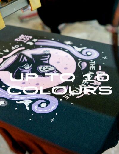 up to 10 colours printed at teesh print ltd