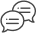 Minimalist chat speech bubble icons for communication services.