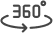 Minimalist 360° icon with a circular arrow symbol.