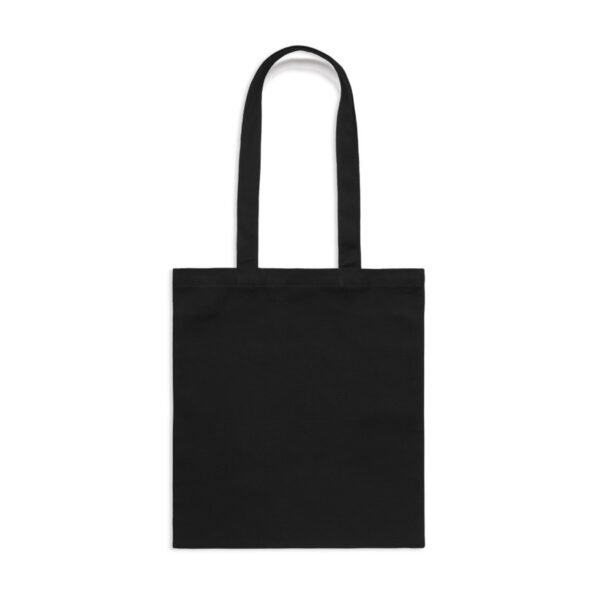 a black tote bag laid flat on a white background