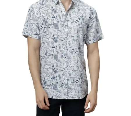 All Over Shirt Print white t shirt blue print